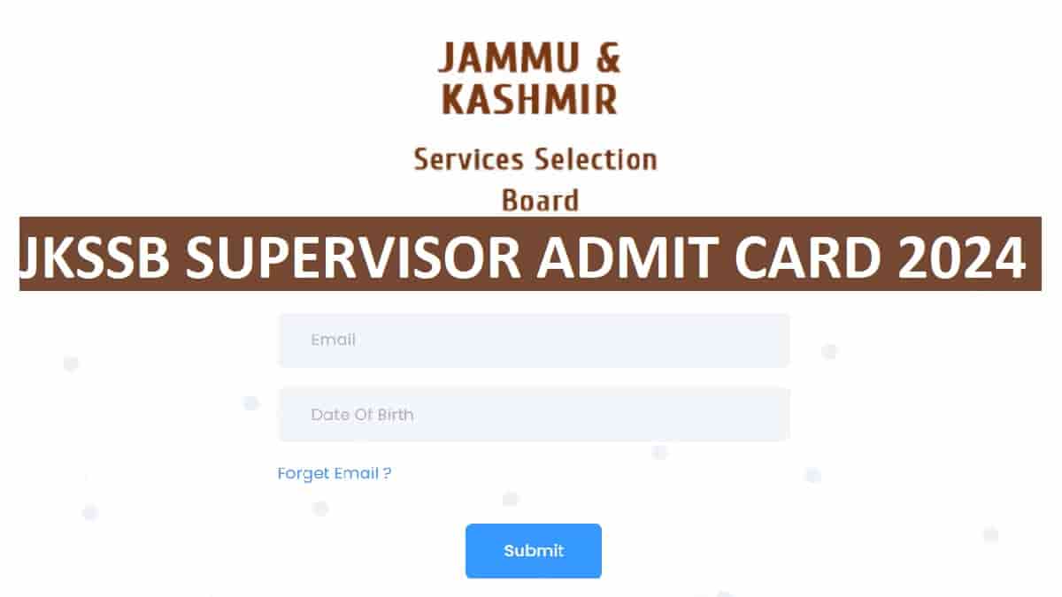 JKSSB Supervisor Admit Card 2024 Available soon at jkssb.nic.in